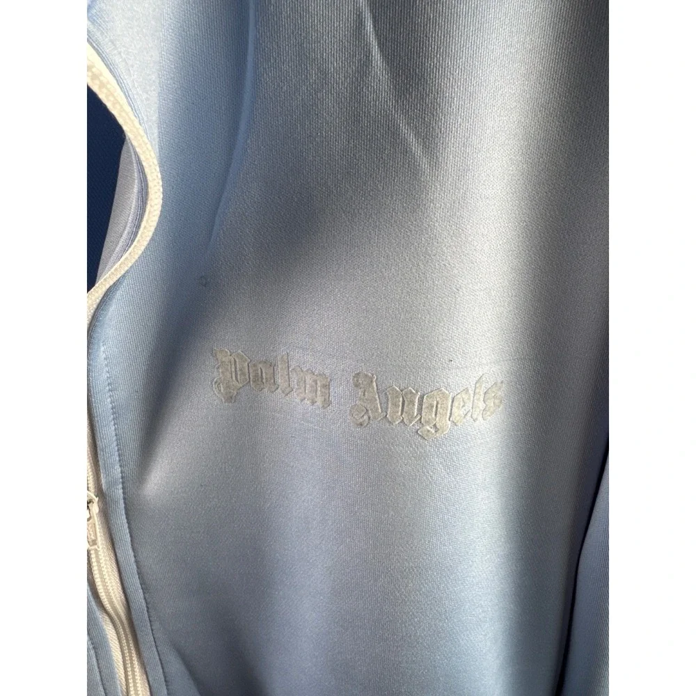 Palm Angels Track Jacket Mens L Light Blue Excellent Side Stripe Zip Up